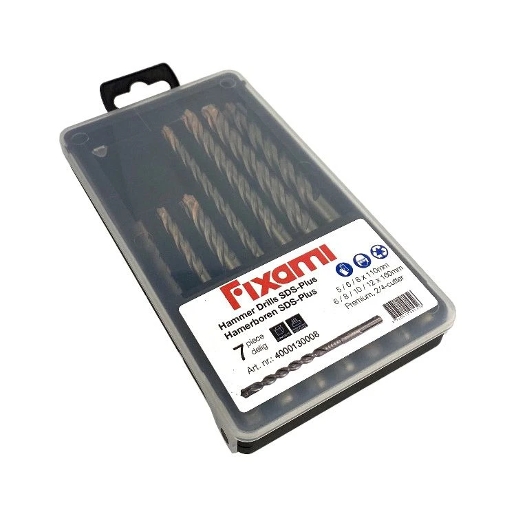 Fit-to-Fix 009-KA070077 7-delige Uni SDS-Plus Premium Hamerborenset - 2/4-snijder - Staal - 5-6-8x110mm + 6-8-10-12x160mm 2 Fit-to-Fix 009-KA070077 7-delige Uni SDS-Plus Premium Hamerborenset - 2/4-snijder - Staal - 5-6-8x110mm + 6-8-10-12x160mm - Afbeelding 2