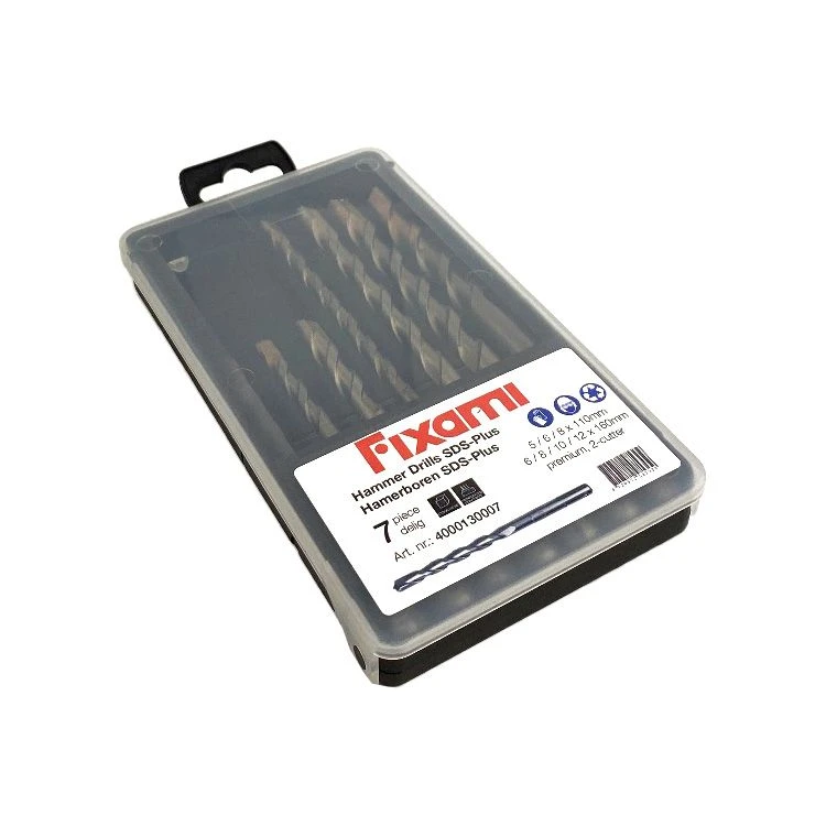Fit-to-Fix 009-KA070076 7-delige Uni SDS-Plus Premium Hamerborenset - 2-snijder - PVC - 5-6-8x110mm + 6-8-10-12x160mm 2 Fit-to-Fix 009-KA070076 7-delige Uni SDS-Plus Premium Hamerborenset - 2-snijder - PVC - 5-6-8x110mm + 6-8-10-12x160mm - Afbeelding 2