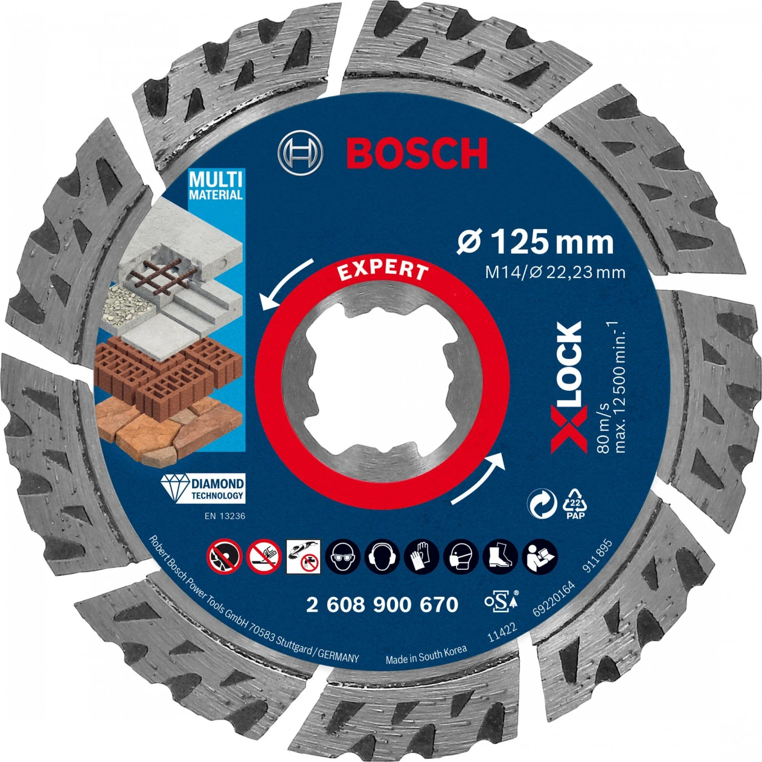 Bosch 2608900670 EXPERT X-LOCK Diamantschijf Multi Material 125 X 22,23 X 2,4 X 12 Mm 1 Bosch 2608900670 EXPERT X-LOCK Diamantschijf Multi Material 125 X 22,23 X 2,4 X 12 Mm