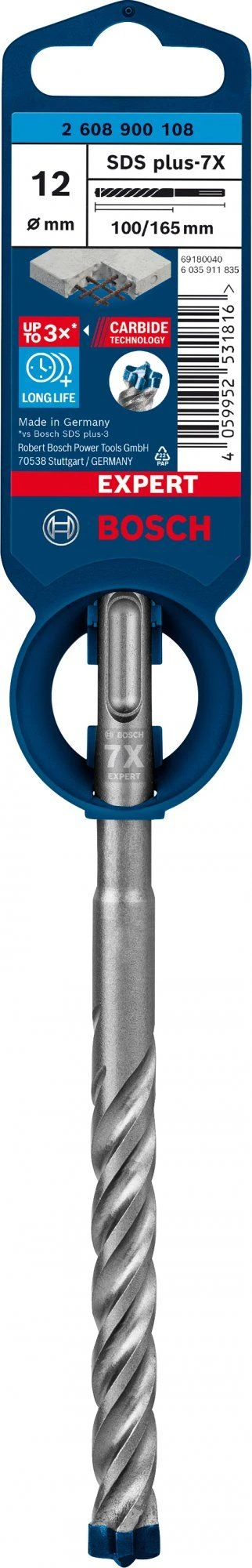 Bosch 2608900108 EXPERT Hamerboor SDS Plus-7X - 12x100x165mm 2 Bosch 2608900108 EXPERT Hamerboor SDS Plus-7X - 12x100x165mm - Afbeelding 2