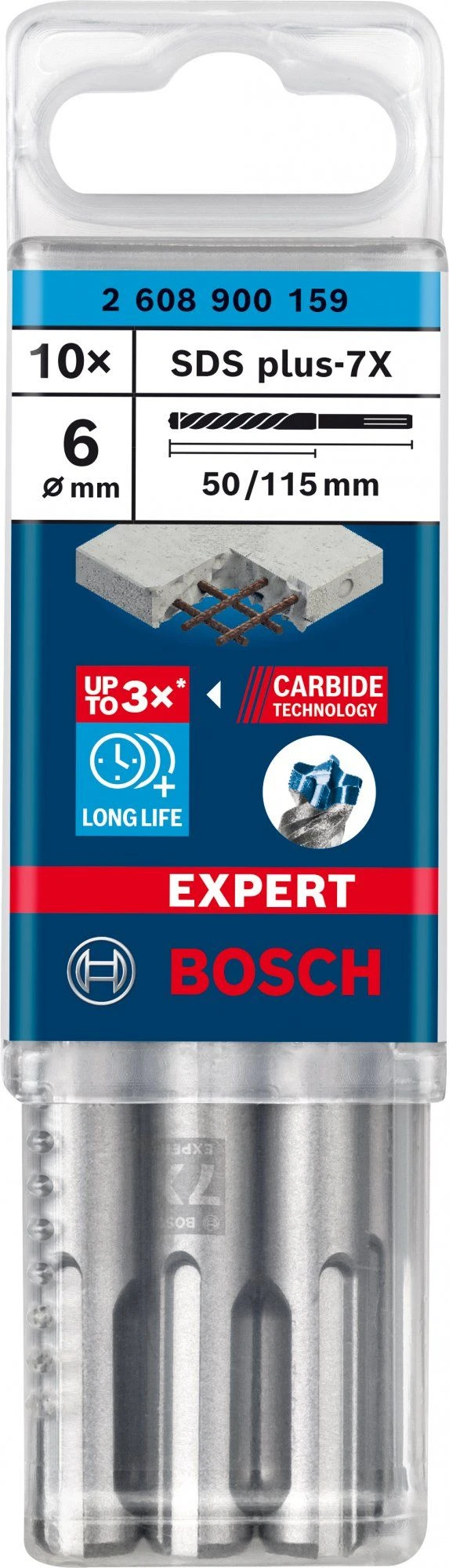 Bosch 2608900159 EXPERT Hamerboor SDS Plus-7X 10st 6x50x115mm 2 Bosch 2608900159 EXPERT Hamerboor SDS Plus-7X 10st 6x50x115mm - Afbeelding 2