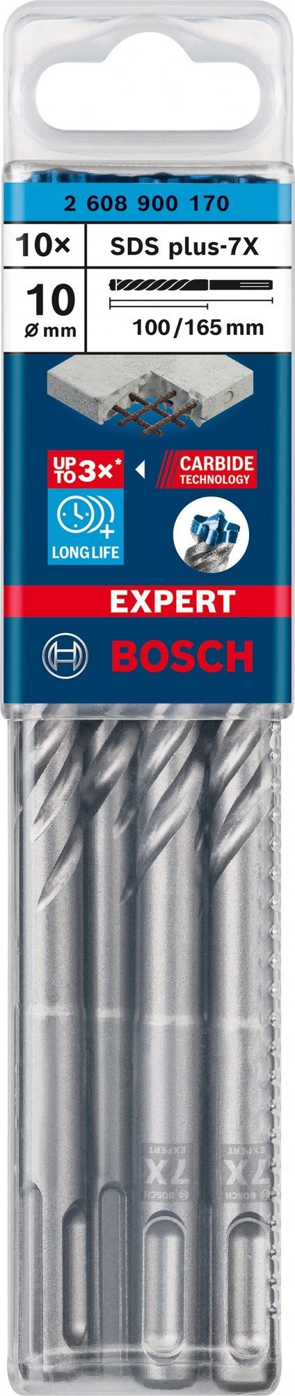 Bosch 2608900170 EXPERT Hamerboor SDS Plus-7X 10st 10x100x165mm 2 Bosch 2608900170 EXPERT Hamerboor SDS Plus-7X 10st 10x100x165mm - Afbeelding 2
